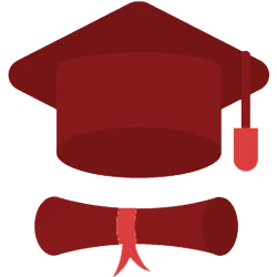 Graduation cap and diploma icon representing academic achievement, certification, and professional education