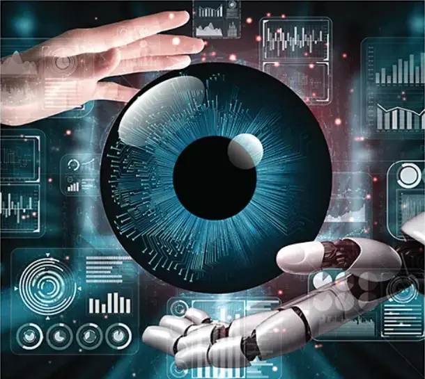 AI-powered eye diagnostic technology representing MSc Optometry course with AI in Kerala at Al Salama College of Optometry