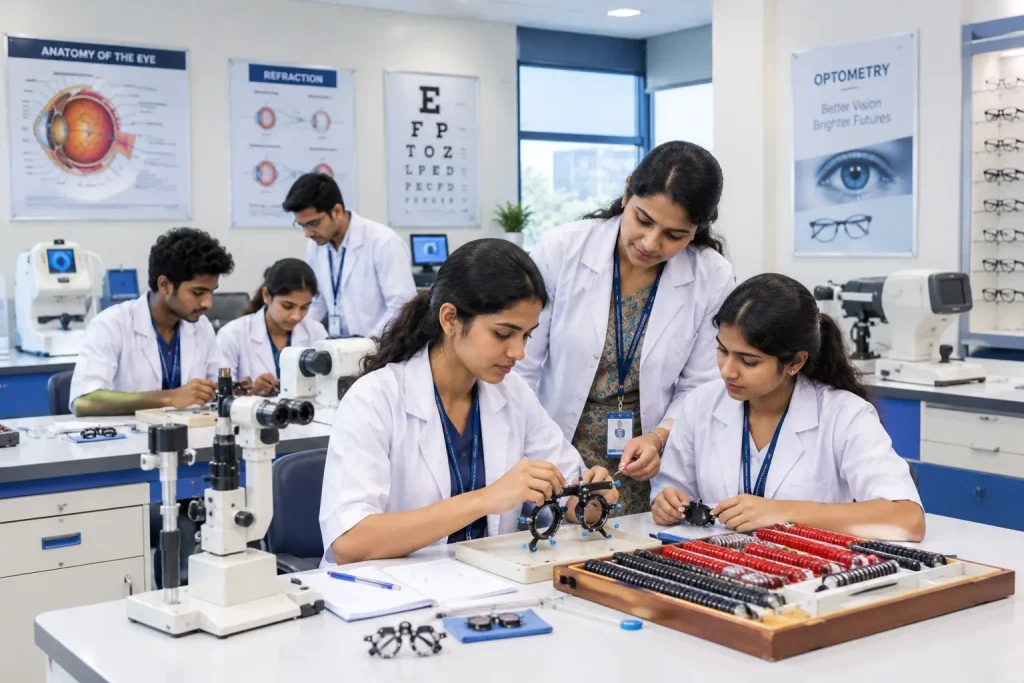 Optometry laboratory and practical training facilities in Kerala